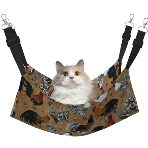 KAPPTYY Hängematte mit Hahn- und Huhn-Aufdruck, mit verstellbaren Riemen und Metallhaken, doppelseitiges Bett KAPPTYY Hängematte mit Hahn- und Huhn-Aufdruck, mit verstellbaren Riemen und Metallhaken, doppelseitiges Bett von KAPPTYY