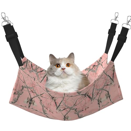 KAPPTYY Hängemattenbett für Haustiere, mit verstellbaren Riemen und Metallhaken, doppelseitiges Bett, Pink Leaves Camo KAPPTYY Hängemattenbett für Haustiere, mit verstellbaren Riemen und Metallhaken, doppelseitiges Bett, Pink Leaves Camo von KAPPTYY
