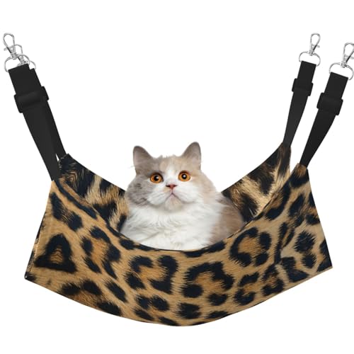 KAPPTYY Haustier-Hängematte mit Leopardenmuster, mit verstellbaren Riemen und Metallhaken, doppelseitiges Bett KAPPTYY Haustier-Hängematte mit Leopardenmuster, mit verstellbaren Riemen und Metallhaken, doppelseitiges Bett von KAPPTYY