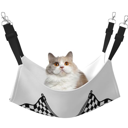 KAPPTYY Haustier-Hängematte mit karierten Flaggen, zum Aufhängen, mit verstellbaren Riemen und Metallhaken, doppelseitiges Bett von KAPPTYY
