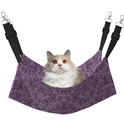 KAPPTYY Haustier-Hängemattenbett zum Aufhängen, mit verstellbaren Riemen und Metallhaken, doppelseitiges Bett, Violett von KAPPTYY