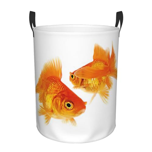 Süßer Goldfisch-Druck, personalisierbar, rund, schmutziger Wäschekorb, stehendes Design, funktioniert in Badezimmer und Schrank von KAPPTYY