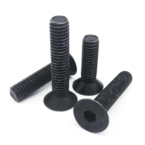 10 STÜCK/20 STÜCK/50 STÜCK M2 M2.5 M3 M4 M5 M6 M8 Sechskant-Innensechskantschraube mit flachem Senkkopf und Innensechskant, schwarzer Stahl der Güteklasse 10.9(50pcs M2x12mm) von KAPQIN