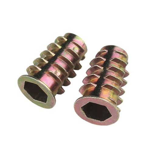 10 STÜCKE Zinklegierung Gewinde for Holzeinsatzmutter Flansch Sechskantantriebskopf Möbelmuttern M4 M5 M6 M8(M4x10mm x10pcs) von KAPQIN
