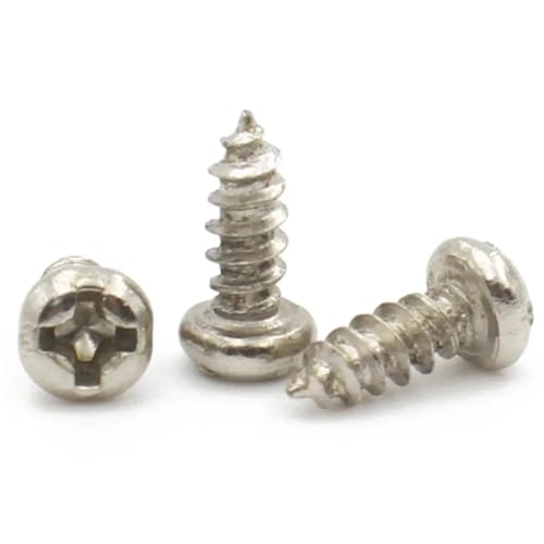 100 STÜCKE M1 M1.2 M1.4 M1.5 M1.6 M1.7 Selbstschneidende Kreuzschlitzschrauben mit rundem Kopf aus vernickeltem Kohlenstoffstahl(7mm,M1.7 (100pcs)) von KAPQIN
