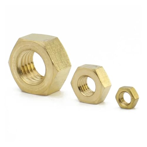 1PC/5PCS/10PCS/50PCS/100PCS Solide Messing Kupfer Hex Hexagon Mutter for Schraube Bolzen(M1.6 (100PCS)) von KAPQIN