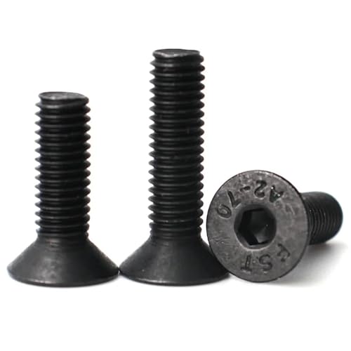 20 STÜCKE/40 STÜCKE M2 M2.5 M3 M4 M10 Schwarz 304 A2-70 Edelstahl Sechskant Innensechskant Flachsenkkopf Maschinenschrauben(50mm,M4 (20pcs)) von KAPQIN