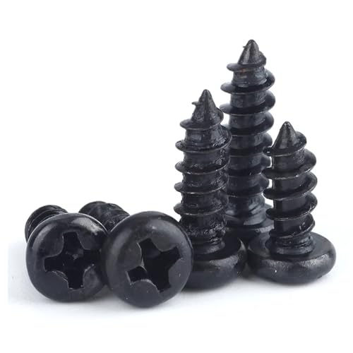 200 STÜCKE Schwarze Rundkopf-Kreuz-Blechschraube M1 M1.2 M1.4 M1.7 M2 M2.3 M2.6 M3(M2x12) von KAPQIN