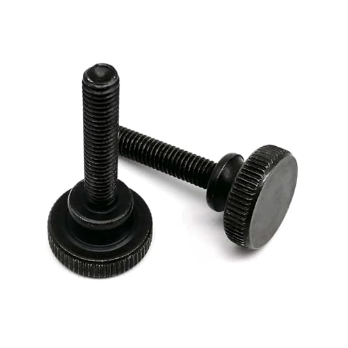 5 STÜCKE Schwarz M3 M4 M5 Doppeldecker Vorhangfassade Glas Hoher Stufenkopf Handfest Rändelschraube Einstellen Rändelschraube Bolzen(35mm,M5 (5pcs)) von KAPQIN