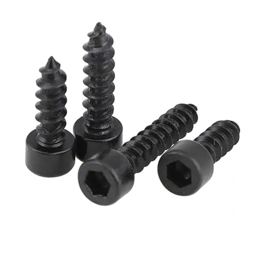 50 STÜCKE Hex Innensechskant-kappenkopf Selbstschneidende Schraube 8.8 Grade Schwarz Inbus for Lautsprecher M2 M2.6 M3 M3.5 M4 M5 M6(M2x5) von KAPQIN