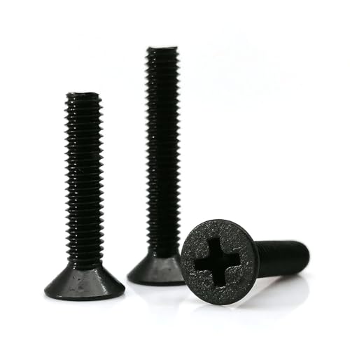 50 STÜCKE Lange Verlängert M1.6 M2 M2.5 M3 Schwarz 304 Edelstahl Kreuzschlitz Flache Senkkopfschraube Schraube(20mm,50pcs M3) von KAPQIN