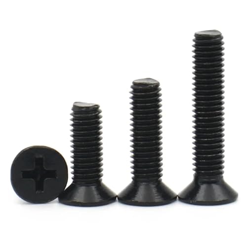 50 STÜCKE Schwarz Kohlenstoffstahl M2 M2.5 Kleine Kreuzschlitzschrauben mit Flachkopf und Senkkopf(4mm,M2.5 (50pcs)) von KAPQIN
