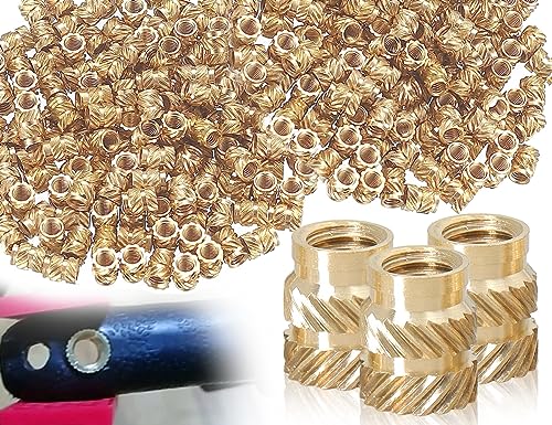 KAPSING 100 Stück Messing Gewindeeinsatz M3 Einpressmuttern M3*5.7 * 4.6 Spritzgegossene Heißschmelz-Rändelmuttern für 3D-Druckern von KAPSING