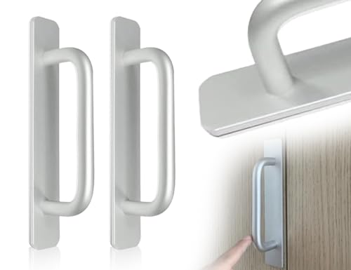 KAPSING 2 Stück Selbstklebende Möbelgriffe, Aluminiumlegierung Balkontürgriff Außen, Schubladengriffe, Küchengriffe, Möbelgriffe Türgriffe Küche Griffe(150mm, Silber) von KAPSING