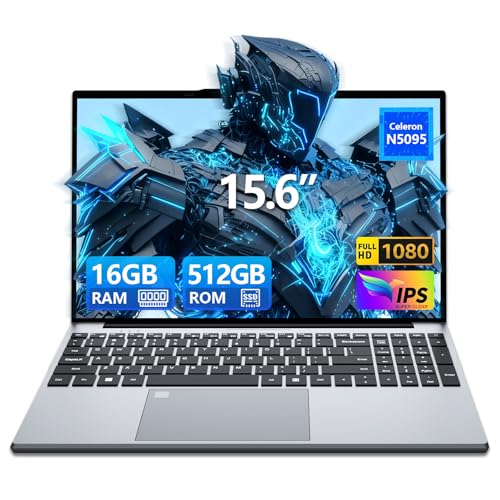 15,6-Zoll-FHD-Laptop Celeron N5095 Prozessor (4 Kerne/4 Threads, bis zu 2,9 Hz) 16 GB DDR4 RAM 512 GB SSD Wi-Fi USB 3.0 HDMI BT WIN 11 Fingerabdruck-Entsperrung Ziffernblock (16GB RAM+512GB SSD) von KAQIMOCI