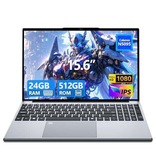 15,6-Zoll-FHD-Laptop Celeron N5095 Prozessor (4 Kerne/4 Threads, bis zu 2,9 Hz) 16 GB DDR4 RAM 512 GB SSD Wi-Fi USB 3.0 HDMI BT WIN 11 Fingerabdruck-Entsperrung Ziffernblock (24GB RAM+512GB SSD) von KAQIMOCI