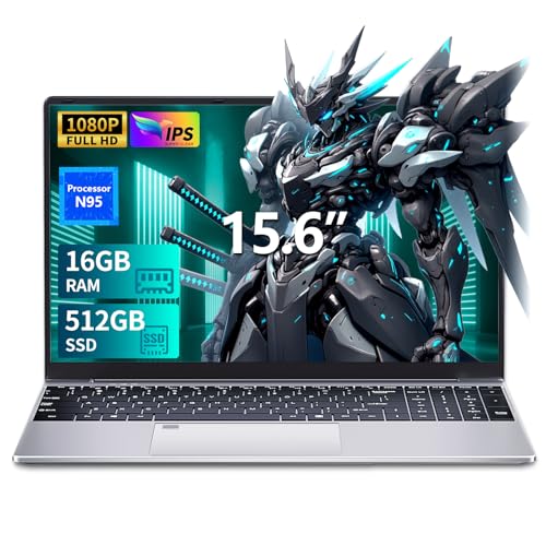 15,6 Zoll Laptop Alder Lake N95 Prozessor (4 Kerne/4 Threads, bis zu 3,4 Hz), 16 GB DDR4 RAM 512 GB SSD, WiFi USB 3.0 HDMI BT Fingerabdruck-Entsperrung, Ziffernblock mit Hintergrundbeleuchtung von KAQIMOCI
