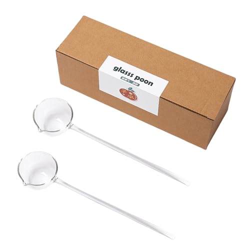 2 elegante, transparente Glasschöpflöffel mit langen Griffen zur Verbesserung des Essens 2 elegante, transparente Glasschöpflöffel mit langen Griffen zur Verbesserung des Essens von KAQNTUD