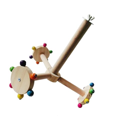 Drehbare Vogelsitzstange, Windmühle, Spielzeug, bunt, interaktiver Papageienständer aus Holz, für Vogelkäfig-Anreicherung und Kauübung Drehbare Vogelsitzstange, Windmühle, Spielzeug, bunt, interaktiver Papageienständer aus Holz, für Vogelkäfig-Anreicherung und Kauübung von KAQNTUD