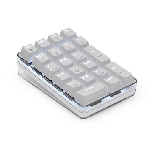 KAQNTUD Tragbarer mechanischer Numpad mit 21 Tasten und ergonomischem Layout und einstellbarer weißer LED-Hintergrundbeleuchtung, Ziffernblöcke KAQNTUD Tragbarer mechanischer Numpad mit 21 Tasten und ergonomischem Layout und einstellbarer weißer LED-Hintergrundbeleuchtung, Ziffernblöcke von KAQNTUD