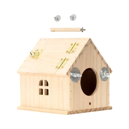 Langlebiger Vogelkäfig aus Holz mit abnehmbarer Oberseite zum Aufhängen, Zuchtvogelkäfig für Papageien und Schwalben, für drinnen und draußen Langlebiger Vogelkäfig aus Holz mit abnehmbarer Oberseite zum Aufhängen, Zuchtvogelkäfig für Papageien und Schwalben, für drinnen und draußen von KAQNTUD