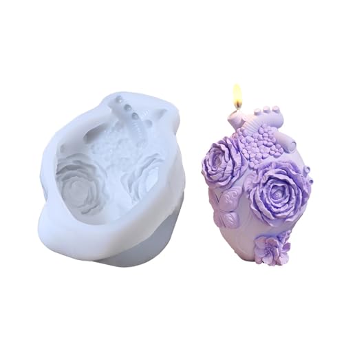 Praktische Silikonform in Herzform für Blumen, Kerzen, Bastelarbeiten, Kunstprojekte und Heimdekoration, Zubehör von KAQNTUD