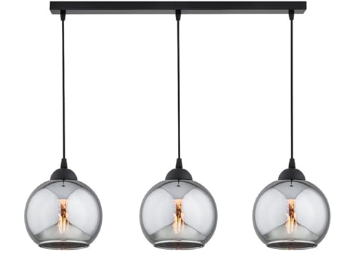 KAR LIGHTING Balken Pendelleuchte 3-flammig aus Metall und Glas in Schwarz, höhenverstellbar | E27 Fassung | LED geeignet | Hängelampe für Wohnzimmer, Flur, Schlafzimmer, Küche oder Büro von KAR LIGHTING