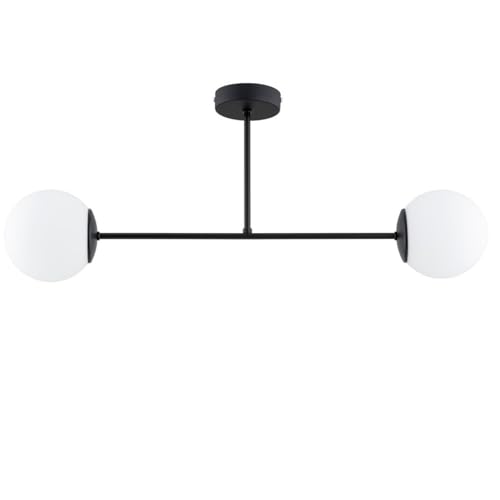 KAR LIGHTING Deckenleuchte 2-flammig aus Stahl & Glas | Deckenlampe E27 in Schwarz für Wohn-, Ess- & Arbeitszimmer | Einfache Montage | Modern & LED-kompatibel von KAR LIGHTING