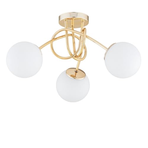 KAR LIGHTING Deckenleuchte 3-flammig Gold Glas klassische Deckenlampe E27 LED geeignet Wohnzimmerlampe Esszimmerlampe Schlafzimmerlampe Flurlampe höhenverstellbar zeitlos elegante Innenbeleuchtung KAR LIGHTING Deckenleuchte 3-flammig Gold Glas klassische Deckenlampe E27 LED geeignet Wohnzimmerlampe Esszimmerlampe Schlafzimmerlampe Flurlampe höhenverstellbar zeitlos elegante Innenbeleuchtung von KAR LIGHTING