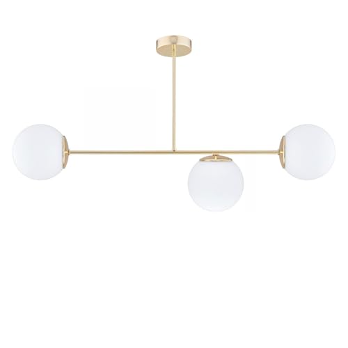 KAR LIGHTING Deckenleuchte 3-flammig Gold Glas klassische Deckenlampe E27 LED geeignet Wohnzimmerlampe Esszimmerlampe Schlafzimmerlampe Flurlampe höhenverstellbar zeitlos elegante Innenbeleuchtung von KAR LIGHTING