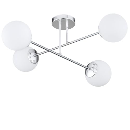 KAR LIGHTING Sputnik Deckenleuchte 4-flammig aus Stahl & Glas | Deckenlampe E27 in Chrom für Wohn-, Ess- & Arbeitszimmer | Modernes Design & LED-kompatibel von KAR LIGHTING