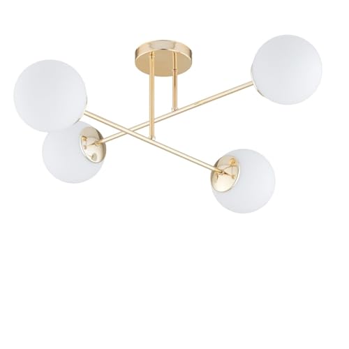 KAR LIGHTING Deckenleuchte 4-flammig Gold Glas klassische Deckenlampe E27 LED geeignet Wohnzimmerlampe Esszimmerlampe Schlafzimmerlampe Flurlampe höhenverstellbar zeitlos elegante Innenbeleuchtung von KAR LIGHTING