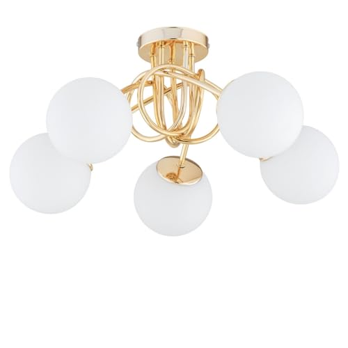 KAR LIGHTING Deckenleuchte 5-flammig Gold Glas klassische Deckenlampe E27 LED geeignet Wohnzimmerlampe Esszimmerlampe Schlafzimmerlampe Flurlampe höhenverstellbar zeitlos elegante Innenbeleuchtung KAR LIGHTING Deckenleuchte 5-flammig Gold Glas klassische Deckenlampe E27 LED geeignet Wohnzimmerlampe Esszimmerlampe Schlafzimmerlampe Flurlampe höhenverstellbar zeitlos elegante Innenbeleuchtung von KAR LIGHTING