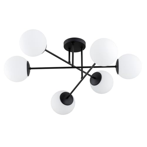 KAR LIGHTING Sputnik Deckenleuchte 6-flammig aus Stahl & Glas | Deckenlampe E27 in Schwarz für Wohn-, Ess- & Arbeitszimmer | Einfache Montage | Modern & LED-kompatibel von KAR LIGHTING