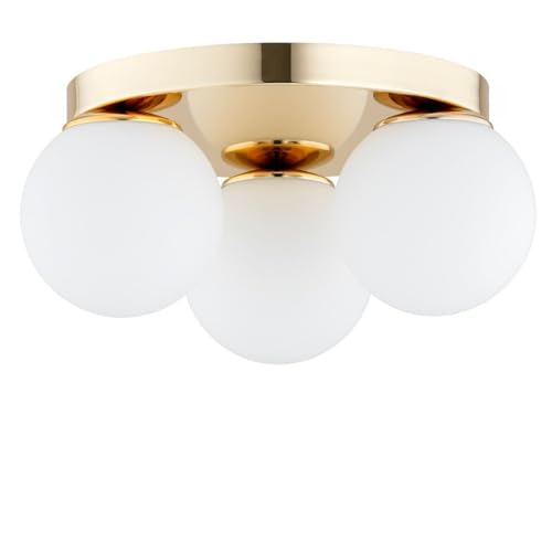 KAR LIGHTING Deckenleuchte 3-flammig Gold Glas klassische Deckenlampe E27 LED geeignet Wohnzimmerlampe Esszimmerlampe Schlafzimmerlampe Flurlampe höhenverstellbar zeitlos elegante Innenbeleuchtung von KAR LIGHTING