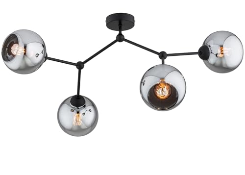 KAR LIGHTING Deckenleuchte 4-flammig aus Metall und Glas in Schwarz, Geometrische | E27 Fassung | LED geeignet | Deckenlampe für Wohnzimmer, Flur, Schlafzimmer, Küche oder Büro KAR LIGHTING Deckenleuchte 4-flammig aus Metall und Glas in Schwarz, Geometrische | E27 Fassung | LED geeignet | Deckenlampe für Wohnzimmer, Flur, Schlafzimmer, Küche oder Büro von KAR LIGHTING
