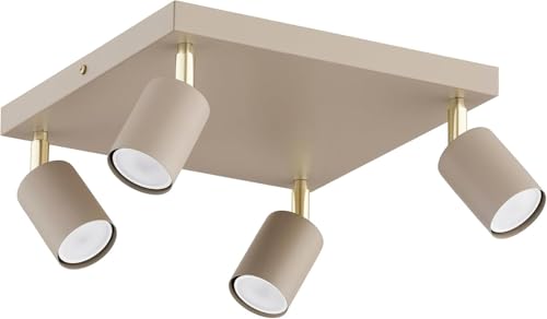 KAR LIGHTING Deckenleuchte 4-flammig Beige Eckig – schwenkbarer Deckenstrahler & LED Spotlampe aus Metall – GU10 Strahler für Küche, Wohnzimmer, Flur – modern & LED geeignet von KAR LIGHTING