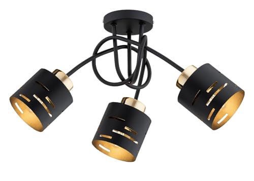 KAR LIGHTING Geschwungene Deckenleuchte 3-flammig aus Metall in Schwarz mit Gold | E27 Fassung | LED geeignet | Deckenlampe für Wohnzimmer, Flur, Schlafzimmer, Küche oder Büro KAR LIGHTING Geschwungene Deckenleuchte 3-flammig aus Metall in Schwarz mit Gold | E27 Fassung | LED geeignet | Deckenlampe für Wohnzimmer, Flur, Schlafzimmer, Küche oder Büro von KAR LIGHTING