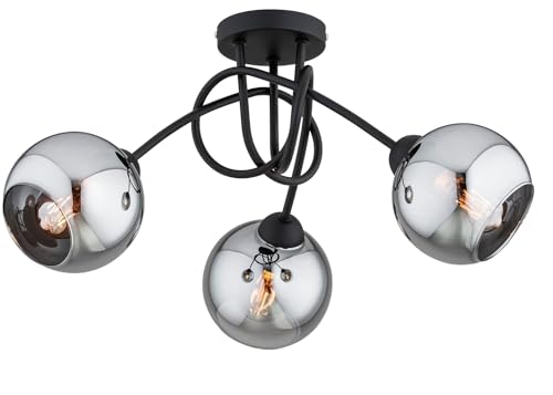KAR LIGHTING Geschwungene Deckenleuchte 3-flammig aus Metall und Glas in Schwarz | E27 Fassung | LED geeignet | Deckenlampe für Wohnzimmer, Flur, Schlafzimmer, Küche oder Büro KAR LIGHTING Geschwungene Deckenleuchte 3-flammig aus Metall und Glas in Schwarz | E27 Fassung | LED geeignet | Deckenlampe für Wohnzimmer, Flur, Schlafzimmer, Küche oder Büro von KAR LIGHTING