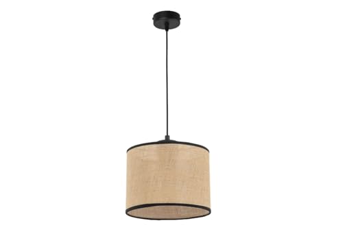 KAR LIGHTING Pendellampe | 1 flammige Pendelleuchte | Hängeleuchte aus Metall, Jute | Farbe: Schwarz/Beige, Fassung: E27 |Hängelampe für Wohn- und Bürobereiche von KAR LIGHTING