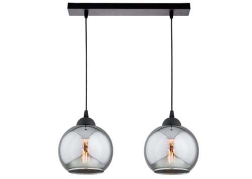 KAR LIGHTING Balken Pendelleuchte 2-flammig aus Metall und Glas in Schwarz, höhenverstellbar | E27 Fassung | LED geeignet | Hängelampe für Wohnzimmer, Flur, Schlafzimmer, Küche oder Büro von KAR LIGHTING