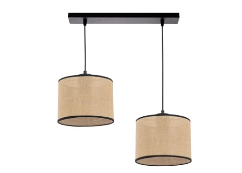 KAR LIGHTING Pendellampe | 2 flammige Pendelleuchte | Hängeleuchte aus Metall, Jute | Farbe: Schwarz/Beige, Fassung: E27 |Hängelampe für Wohn- und Bürobereiche KAR LIGHTING Pendellampe | 2 flammige Pendelleuchte | Hängeleuchte aus Metall, Jute | Farbe: Schwarz/Beige, Fassung: E27 |Hängelampe für Wohn- und Bürobereiche von KAR LIGHTING