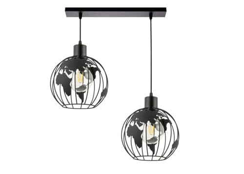 KAR LIGHTING Pendellampe | 2 flammige Pendelleuchte | Hängeleuchte aus Metall | Farbe: Schwarz, Fassung: E27 |Hängelampe für Wohn- und Bürobereiche von KAR LIGHTING