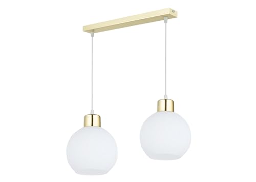 KAR LIGHTING Pendelleuchte 2-flammig aus Metall in Gold mit weißen Details, höhenverstellbar | E27 Fassung | LED geeignet | Hängelampe für Wohnzimmer, Esszimmer, Küche, Büro oder Schlafzimmer von KAR LIGHTING