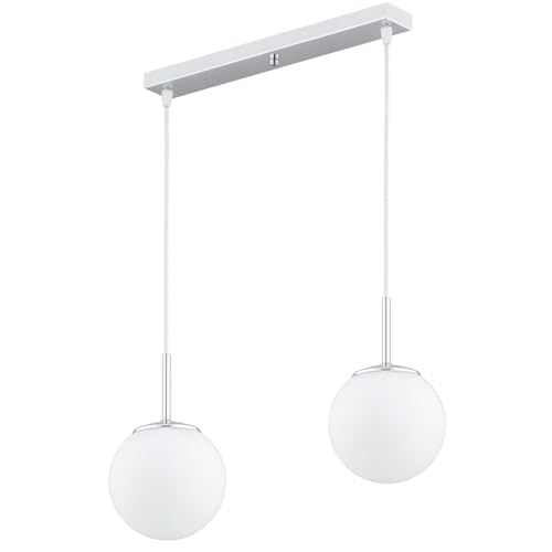 KAR LIGHTING Pendelleuchte 2-flammig aus Stahl & Glas | Hängelampe E27 in Chrom für Wohn-, Ess- & Arbeitszimmer | Höhe verstellbar | Modern & LED-kompatibel von KAR LIGHTING