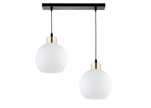 KAR LIGHTING Pendellampe | 2 flammige Pendelleuchte | Hängeleuchte aus Stahl, Glas | Farbe: Schwarz, Fassung: E27 |Hängelampe für Wohn- und Bürobereiche von KAR LIGHTING