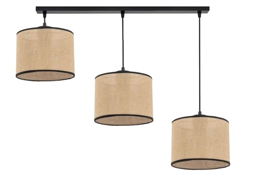 KAR LIGHTING Pendellampe | 3 flammige Pendelleuchte | Hängeleuchte aus Metall, Jute | Farbe: Schwarz/Beige, Fassung: E27 |Hängelampe für Wohn- und Bürobereiche KAR LIGHTING Pendellampe | 3 flammige Pendelleuchte | Hängeleuchte aus Metall, Jute | Farbe: Schwarz/Beige, Fassung: E27 |Hängelampe für Wohn- und Bürobereiche von KAR LIGHTING