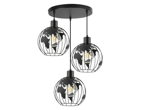 KAR LIGHTING Pendellampe | 3 flammige Pendelleuchte | Hängeleuchte aus Metall | Farbe: Schwarz, Fassung: E27 |Hängelampe für Wohn- und Bürobereiche von KAR LIGHTING