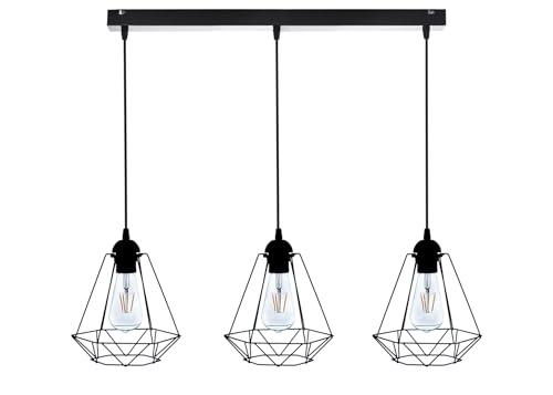 KAR LIGHTING Pendellampe 3-flammig Schwarz – höhenverstellbare Loft Hängeleuchte aus Metall – E27 Hängelampe für Wohnzimmer, Esszimmer, Küche oder Büro – LED geeignet von KAR LIGHTING