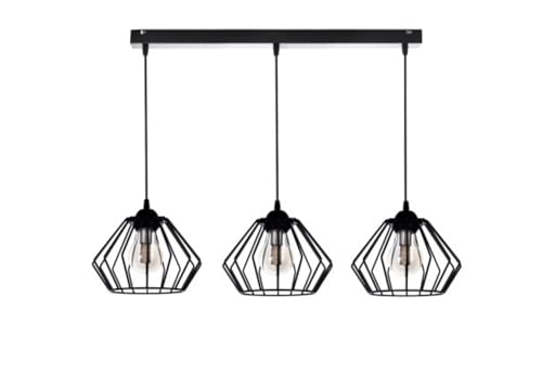 KAR LIGHTING Pendelleuchte 3-flammig aus Metall in Schwarz, höhenverstellbar | E27 Fassung | LED geeignet | Hängelampe für Wohnzimmer, Esszimmer, Küche, Büro oder Schlafzimmer von KAR LIGHTING
